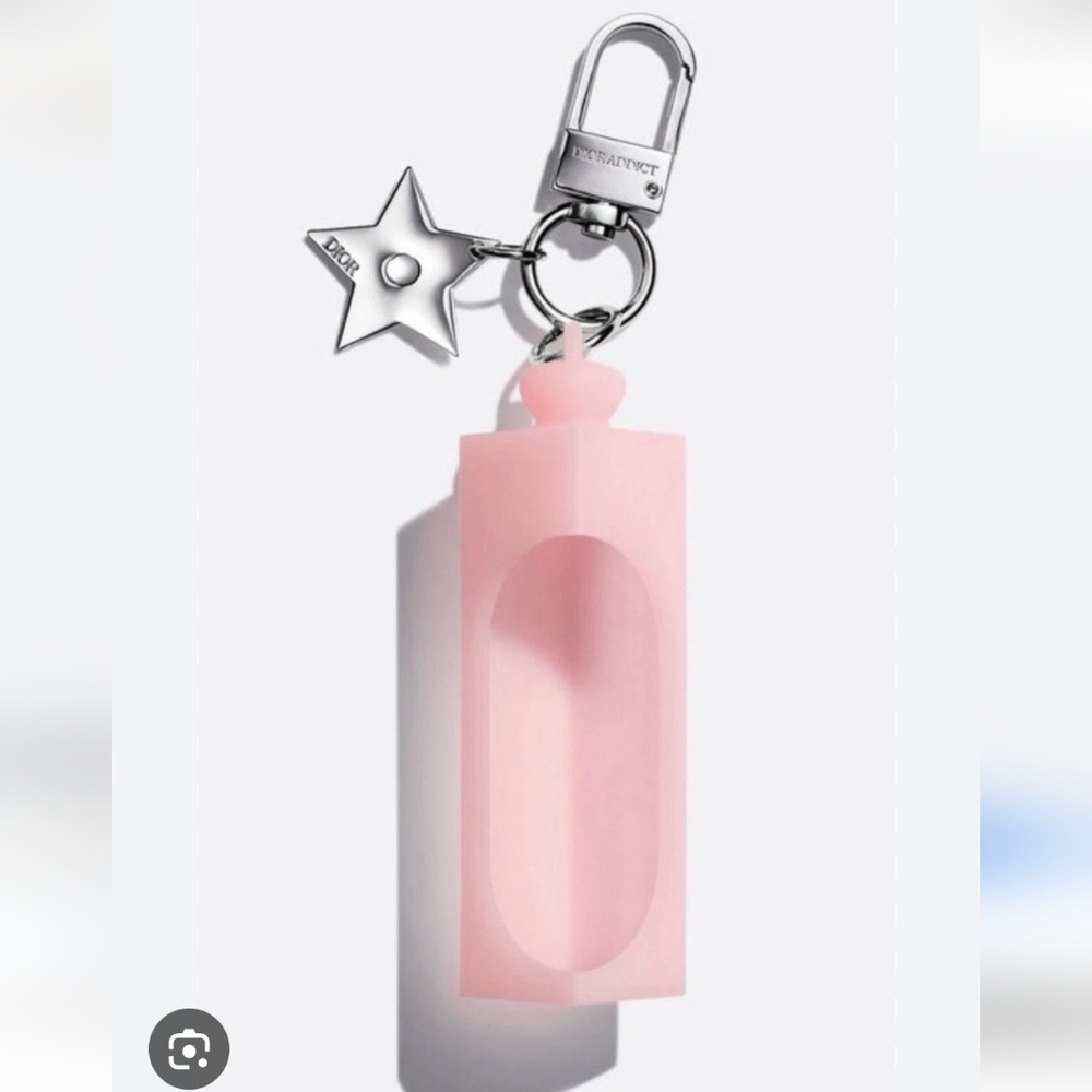 Dior Addict Pink Lip Glow Oil Case Holder Key Ring chain Star Charm Limted Ed.